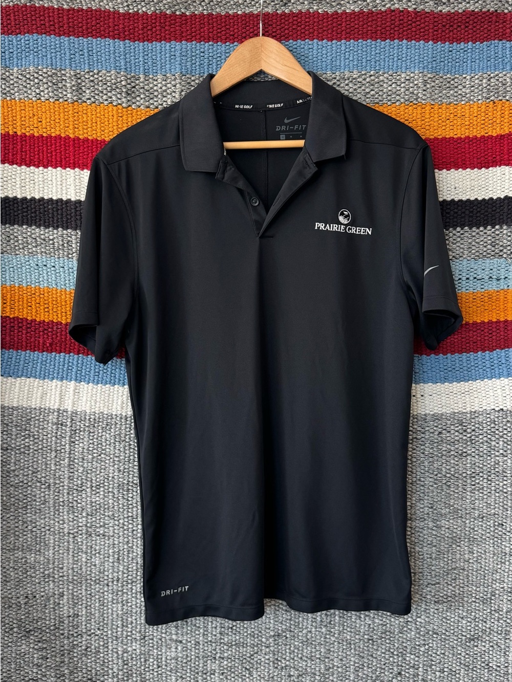 Nike Black Dri-FIT Prairie Green Logo Polo